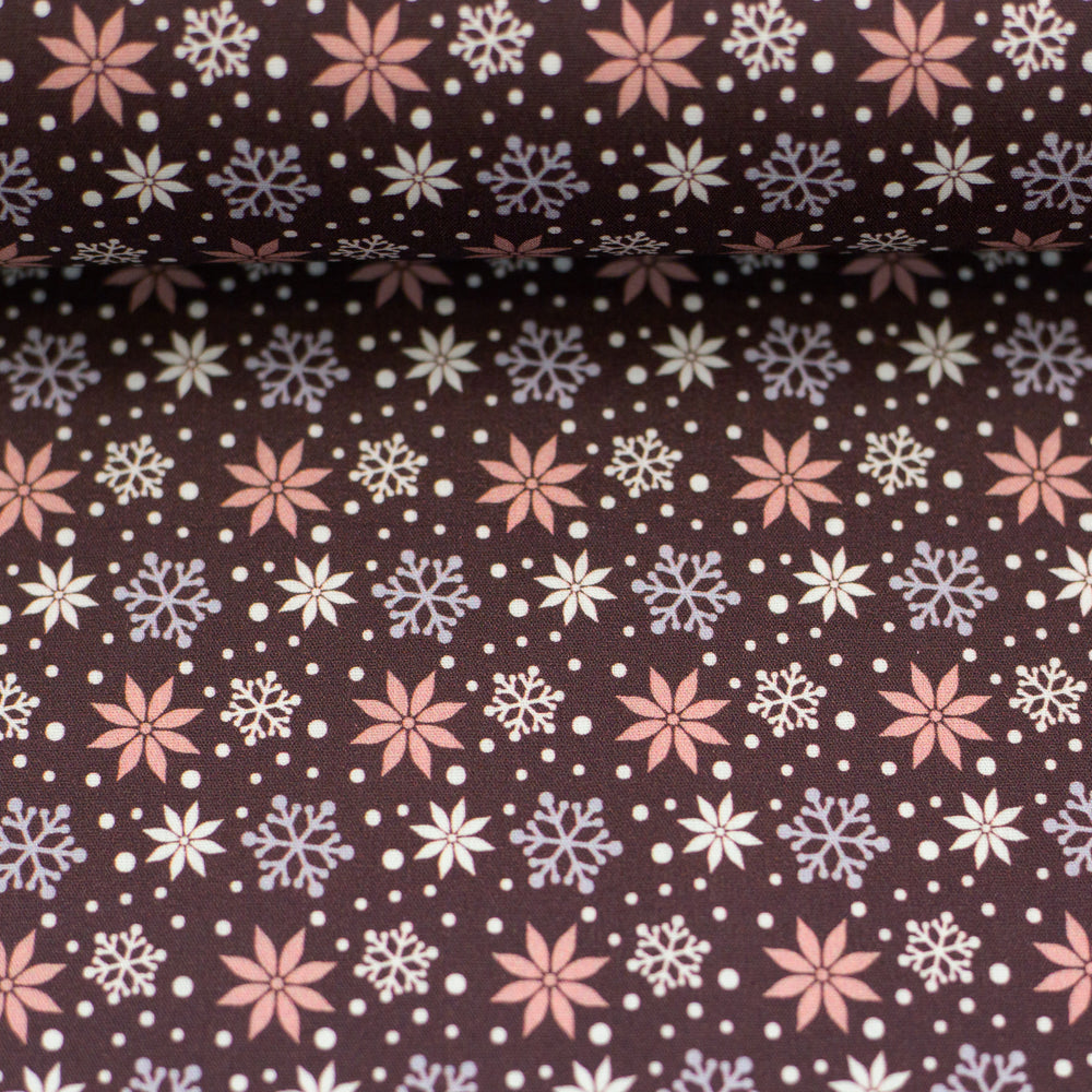 Christmas Cotton Snowflakes Brown