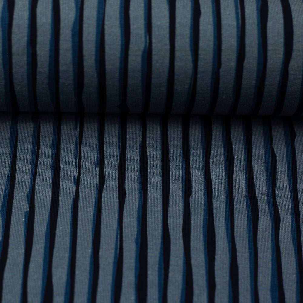 
                  
                    Load image into Gallery viewer, French Terry Stripes Grey/Blue
                  
                