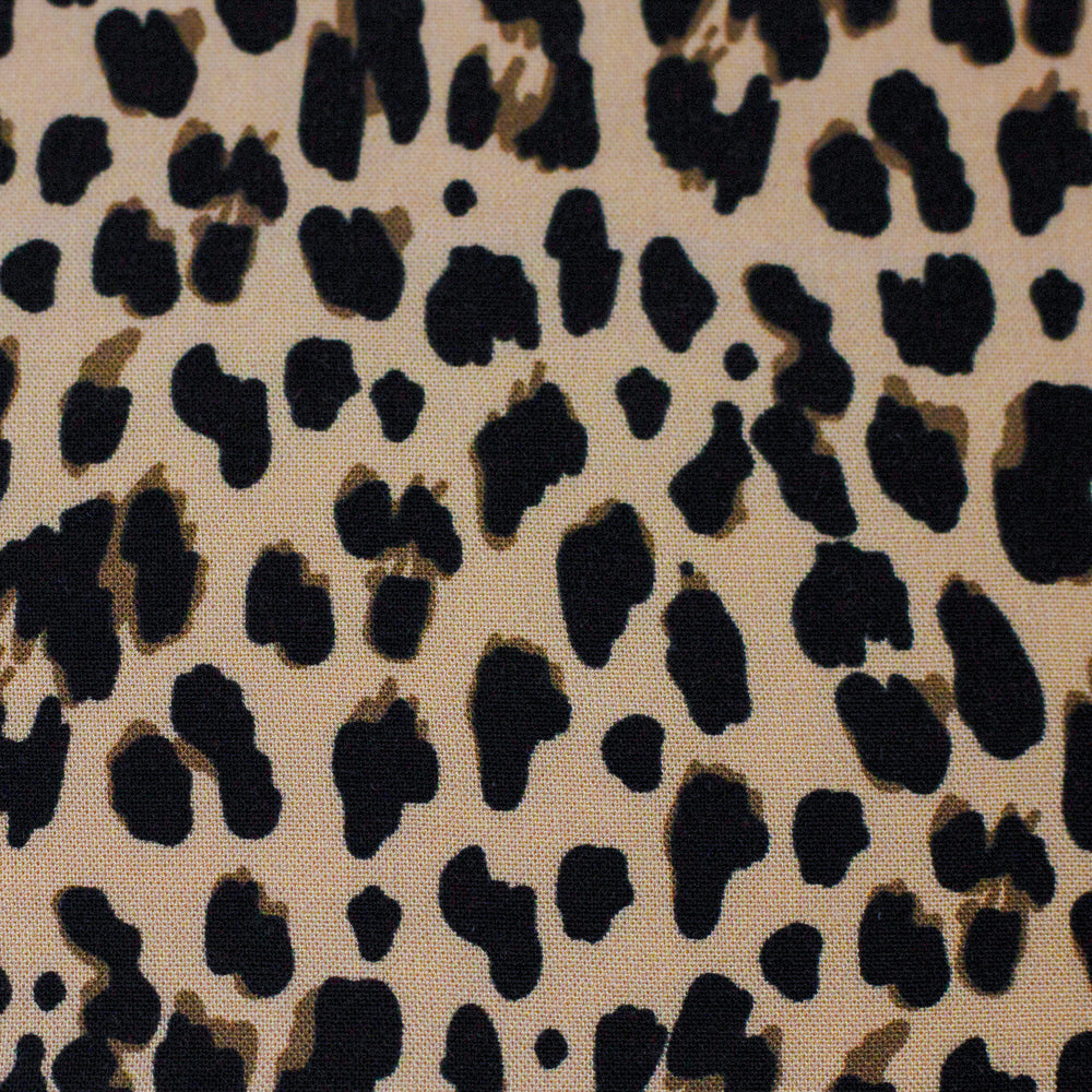Woven Viscose Leopard Print Beige