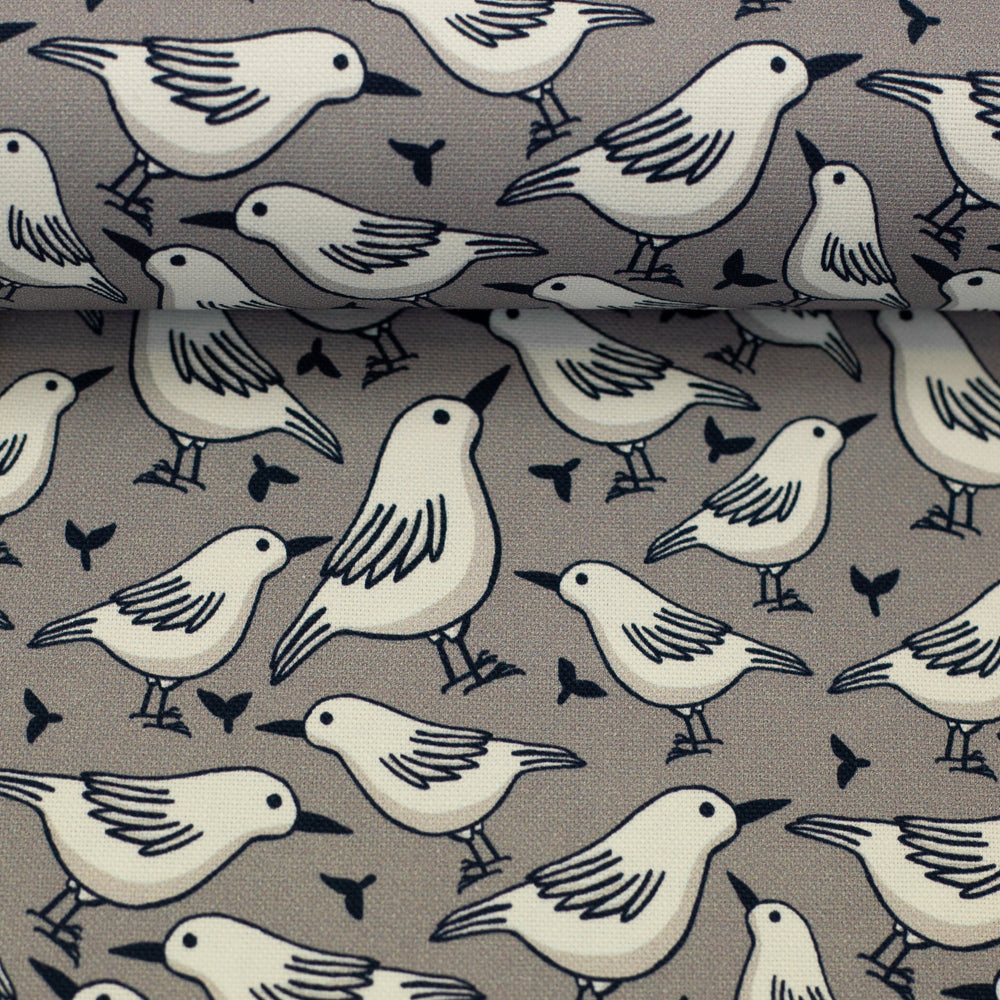 
                  
                    Load image into Gallery viewer, Cotton Canvas Garden Birds Grey
                  
                