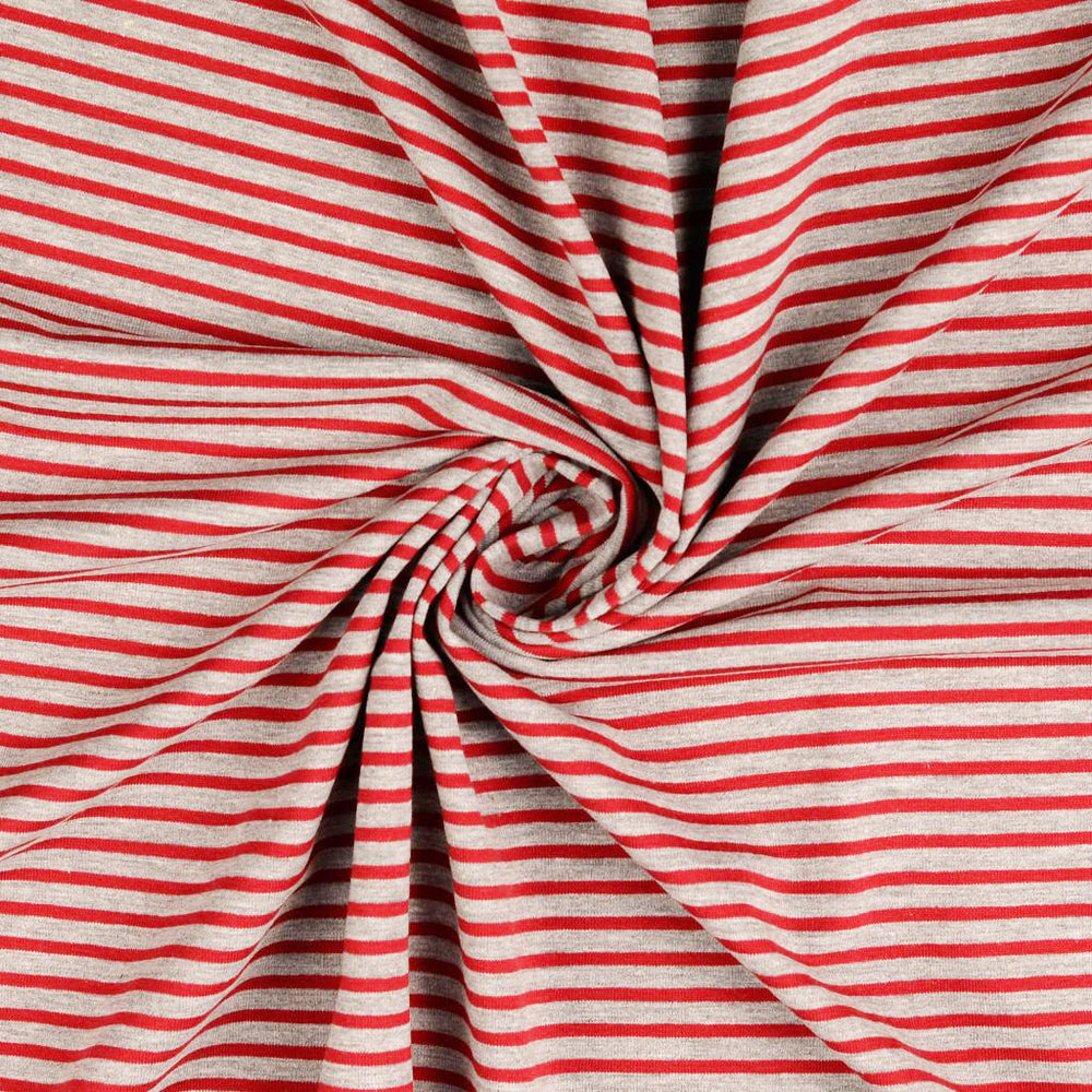 Jersey Stripes Grey Melange/Red