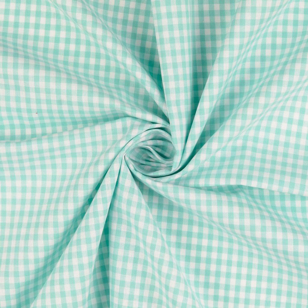Gingham Cotton White/Mint Green