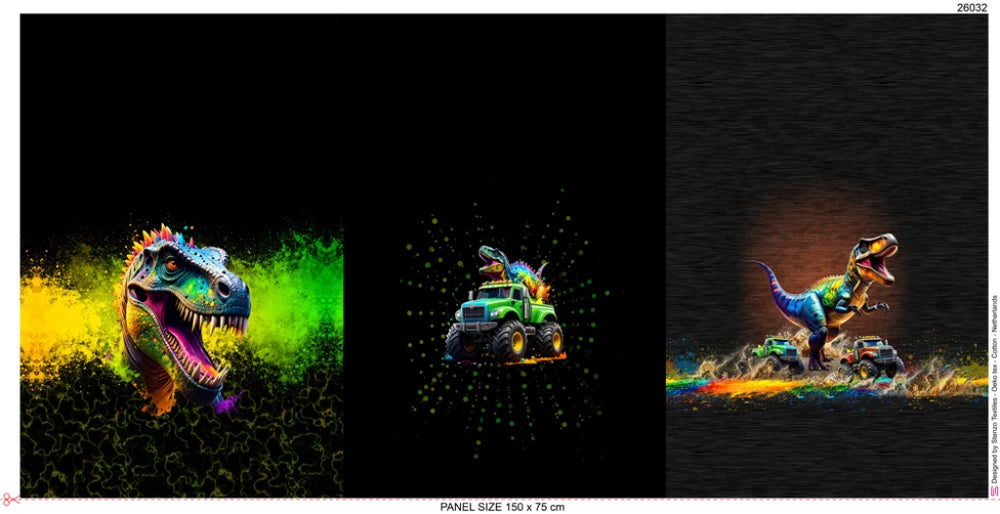 
                  
                    Load image into Gallery viewer, French Terry Panel Electric Dinosaur
                  
                