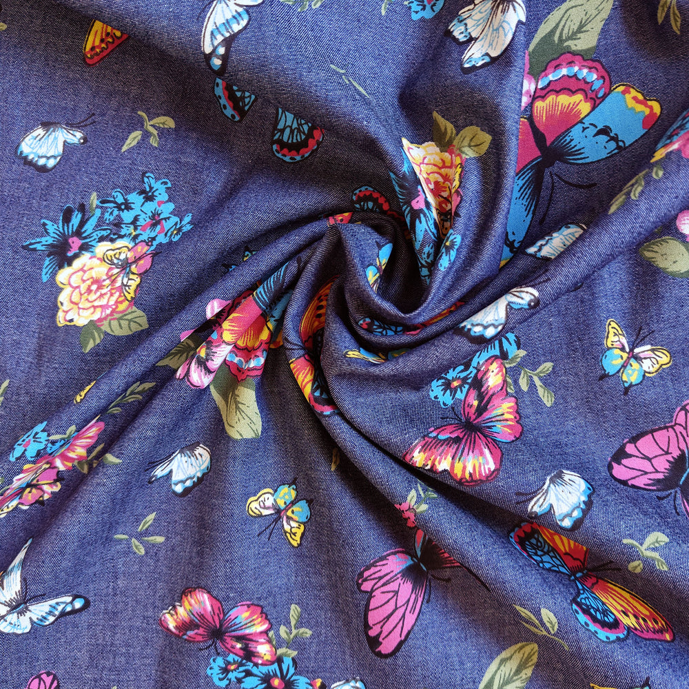
                  
                    Load image into Gallery viewer, Lightweight Denim Chambray Butterflies
                  
                