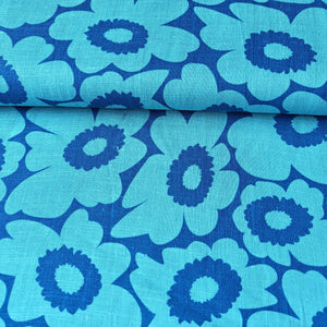 
                  
                    Load image into Gallery viewer, Viscose/Linen Retro Flowers Blue
                  
                