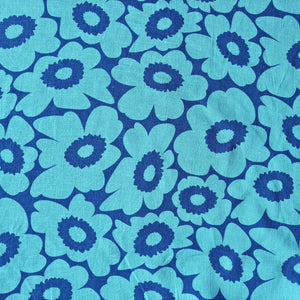 
                  
                    Load image into Gallery viewer, Viscose/Linen Retro Flowers Blue
                  
                