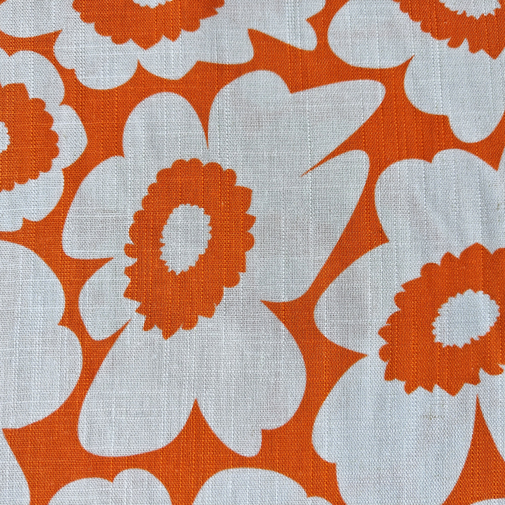 
                  
                    Load image into Gallery viewer, Viscose/Linen Retro Flowers Orange
                  
                
