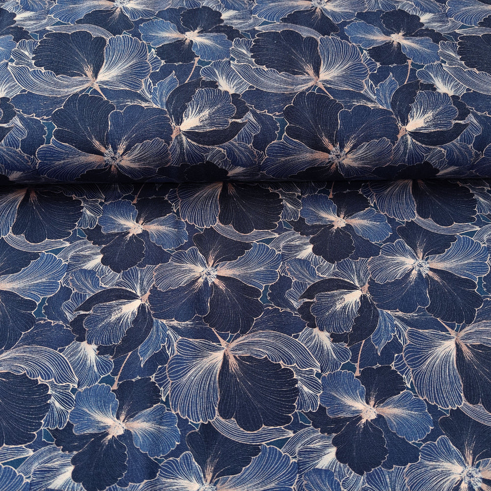 
                  
                    Load image into Gallery viewer, Jersey Elegant Flowers Blue
                  
                