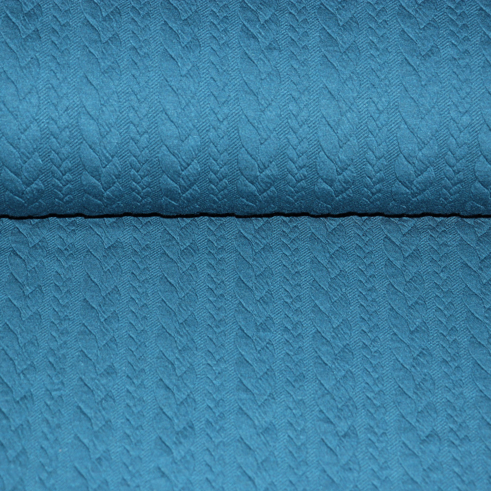 
                  
                    Load image into Gallery viewer, Cable Knit Jersey Teal
                  
                