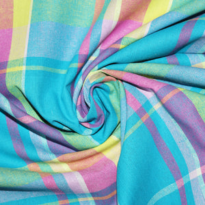 
                  
                    Load image into Gallery viewer, Cotton Madras Check Turquoise
                  
                