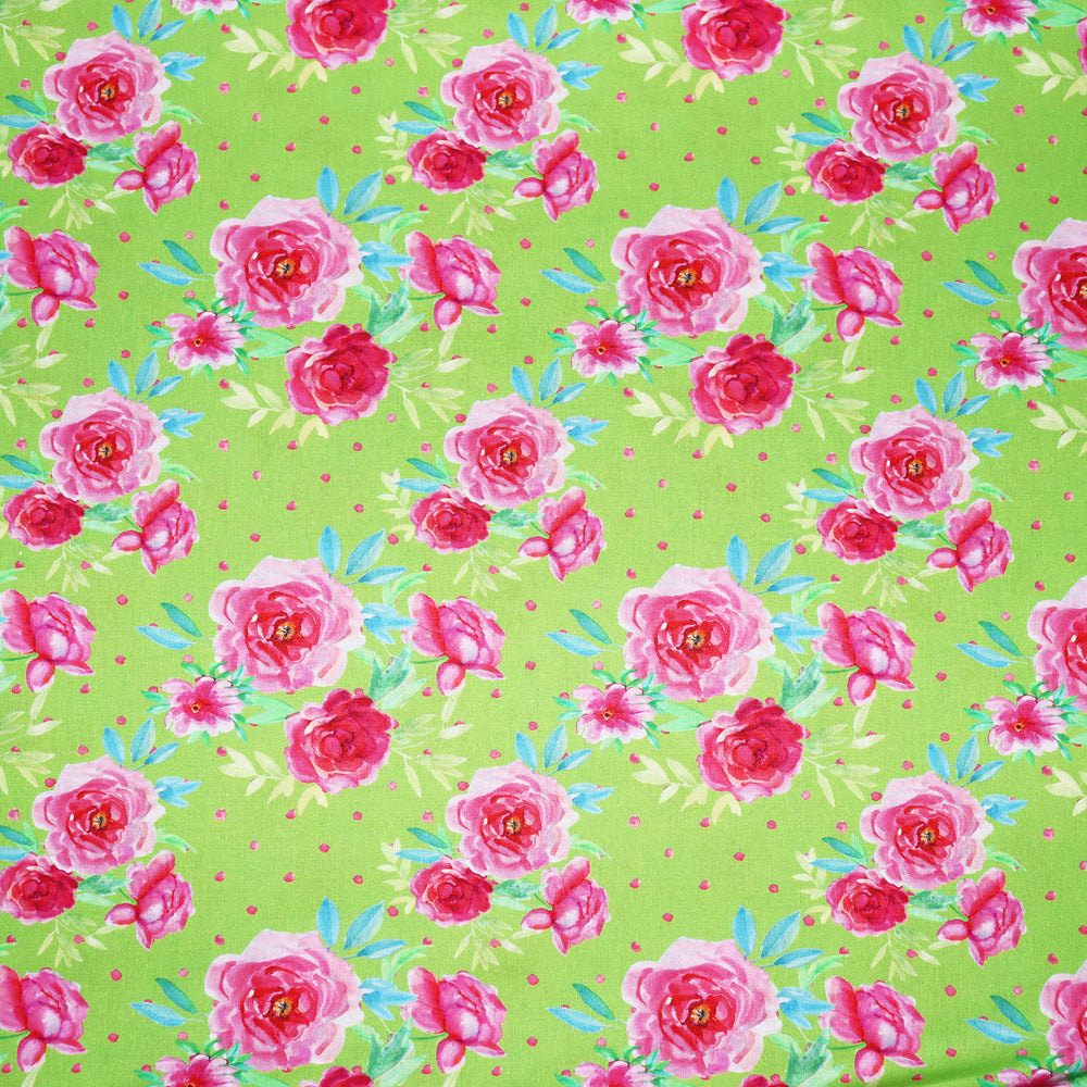 
                  
                    Load image into Gallery viewer, Cotton Poplin Roses Green
                  
                