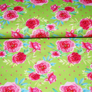 
                  
                    Load image into Gallery viewer, Cotton Poplin Roses Green
                  
                
