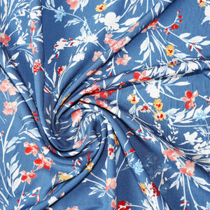 
                  
                    Load image into Gallery viewer, Woven Viscose Flowers Mid Blue
                  
                