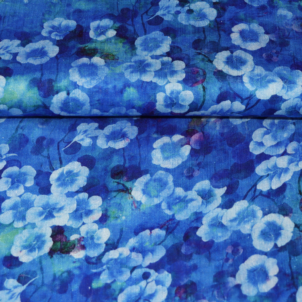 
                  
                    Load image into Gallery viewer, Linen/Viscose Flowers Blue
                  
                