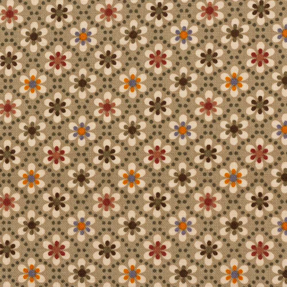 Cotton Julia Small Flowers Taupe