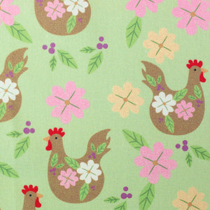 
                  
                    Load image into Gallery viewer, Cotton Poplin Happy Easter Hens Green
                  
                