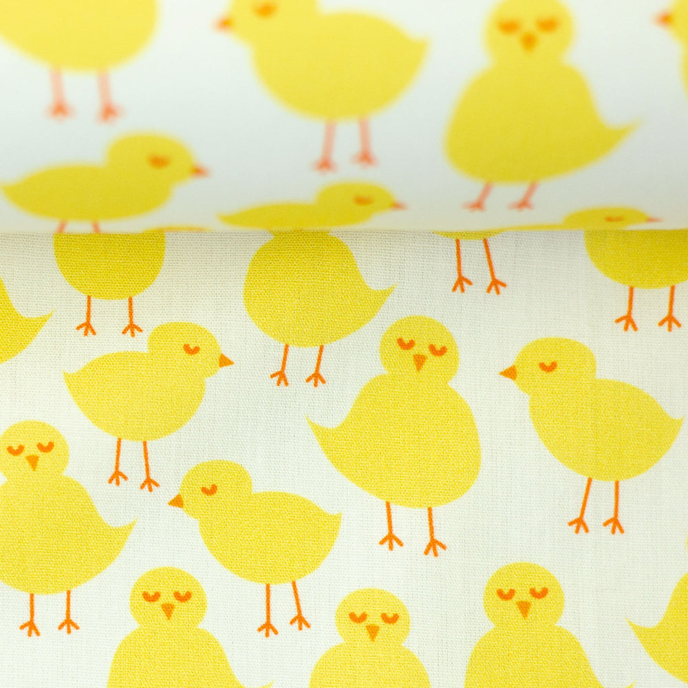 
                  
                    Load image into Gallery viewer, Cotton Poplin Happy Easter Chicks White
                  
                