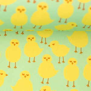 
                  
                    Load image into Gallery viewer, Cotton Poplin Happy Easter Chicks Green
                  
                